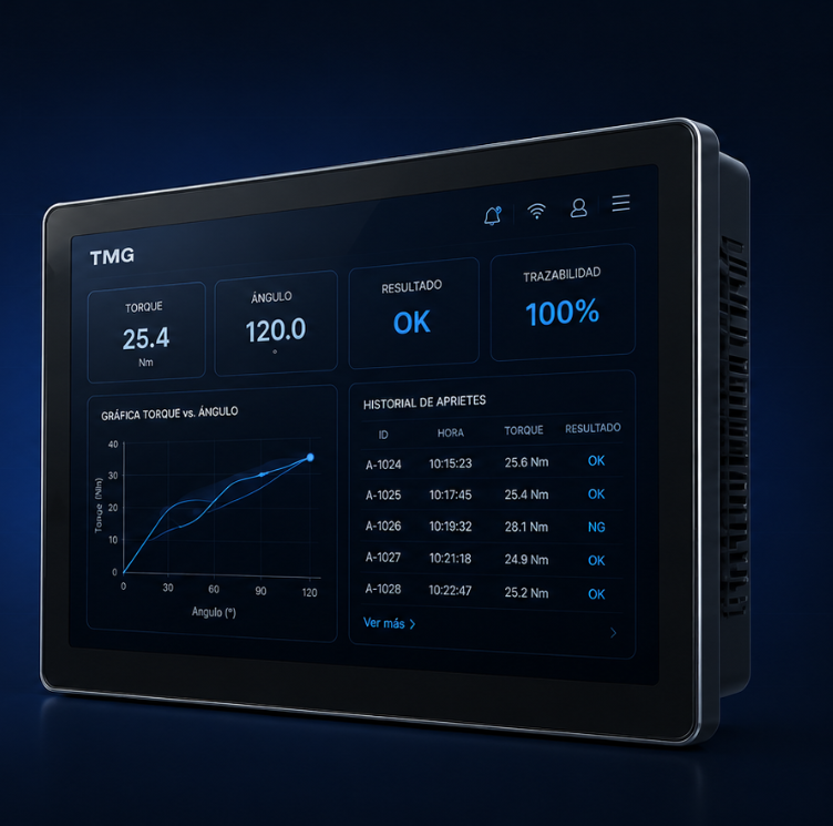 TMG torque traceability software dashboard — real-time quality control for manufacturing