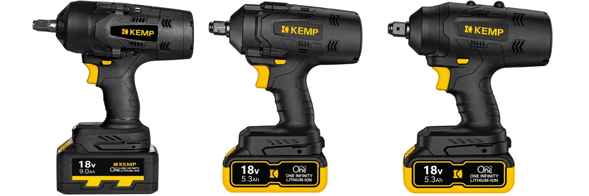 Llaves de impacto inalámbricas KEMP serie CBI de 3/8, 1/2 y 3/4 de pulgada