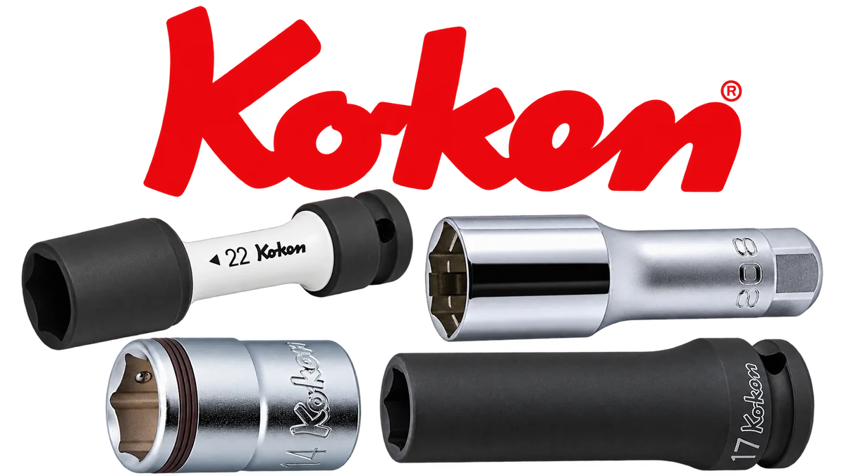 Dados Ko-ken fabricados en Japón: dado de impacto largo, dado de bujía, dado estándar y dado de impacto profundo