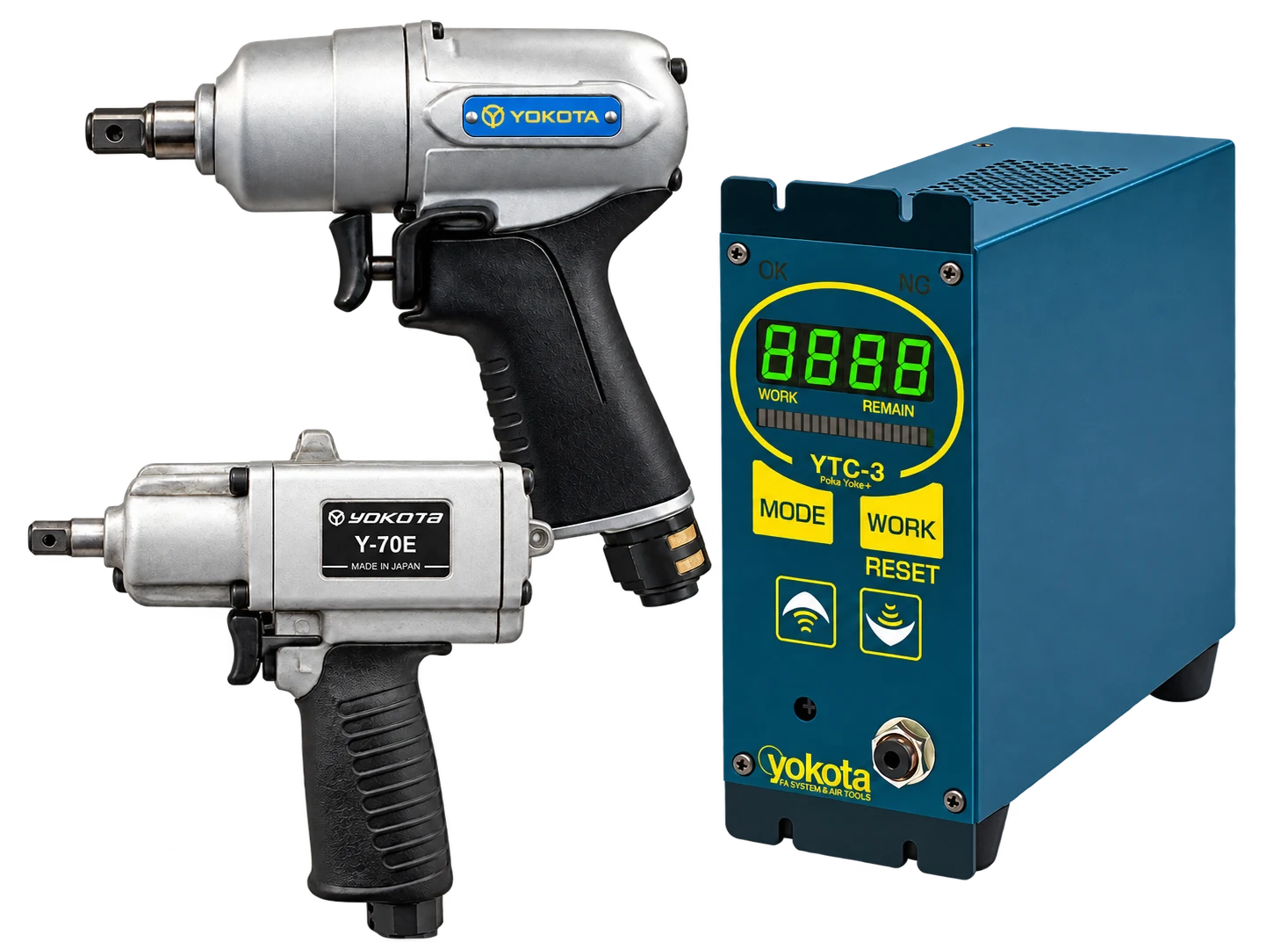 Llaves de pulso neumáticas Yokota con controlador YTC-3 Poka Yoke+